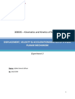 Kinematics and Kinetics of Machines: Displacement, Velocity & Accelerationanalysis of A 4-Bar Planar Mechanism