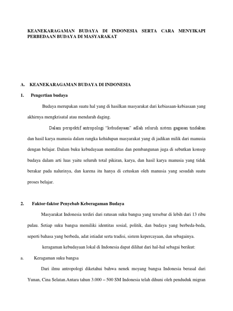Keanekaragaman Budaya Di Indonesia Serta Pdf