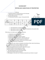 Worksheet Periodic Properties and Variations of Properties