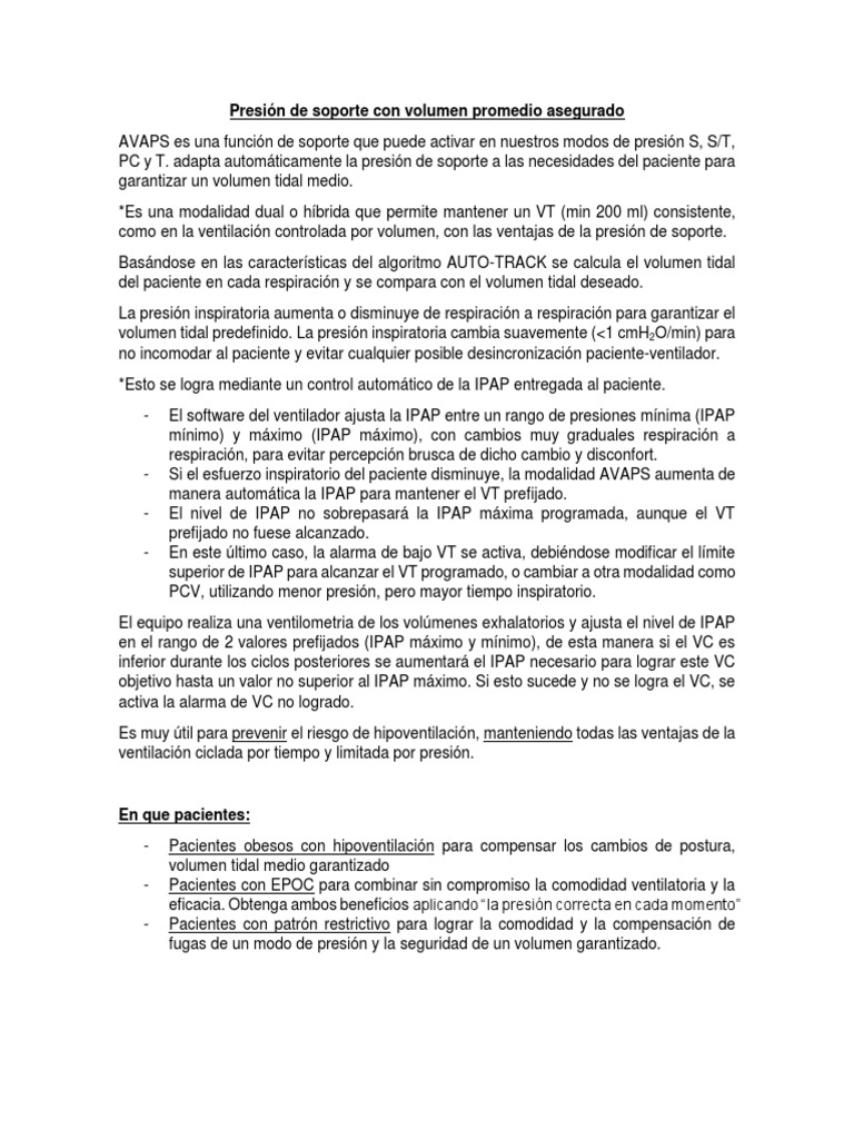 Ventilación AVAPS: Soporte y Eficacia | PDF | Informática y tecnología ...