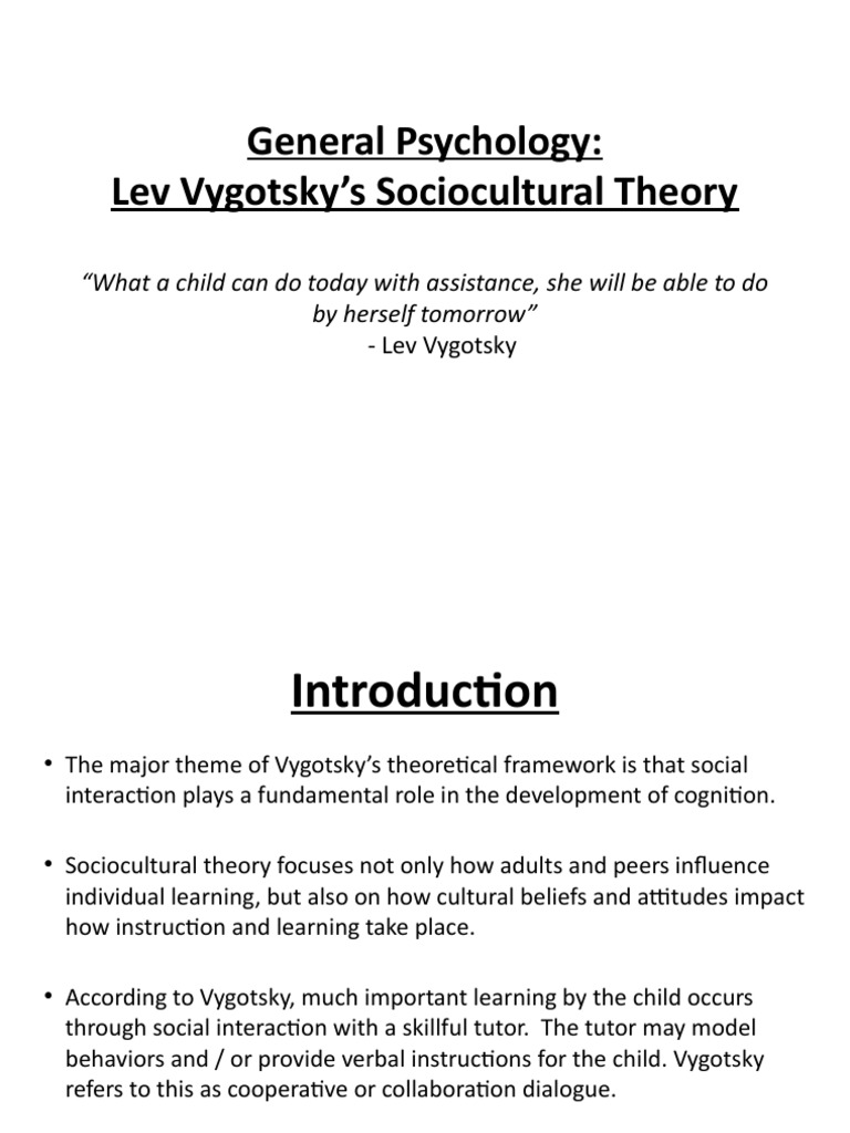 Vygotsky's Sociocultural Theory Explained | PDF | Learning | Epistemology