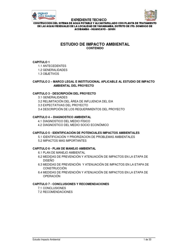 Estudio de Impacto Ambiental Yanabamba | PDF | Alcantarillado | Saneamiento
