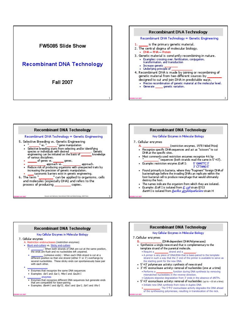 Recombinant DNA Technology Overview | PDF | Polymerase Chain Reaction ...