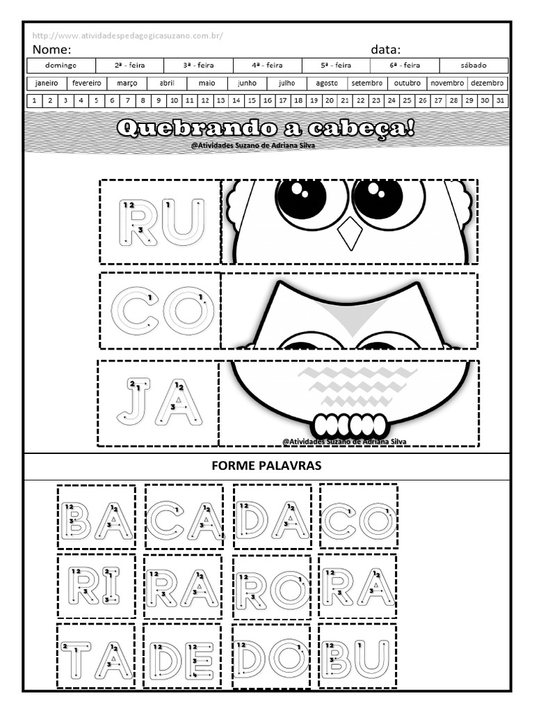 EDUCAÇÃO: Alfabetização com quebra-cabeças!