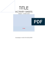 Activity Sheets Format Region