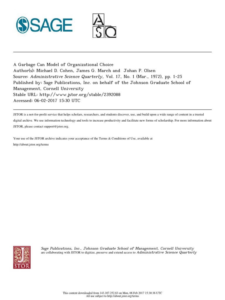 Garbage Can Model PDF Computer Simulation Decision Making