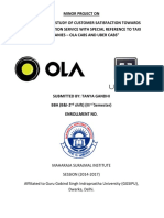 Minor Project On "A Comparative Study of Customer Satisfaction Towards The Transportation Service With Special Reference To Taxi Companies - Ola Cabs and Uber Cabs"