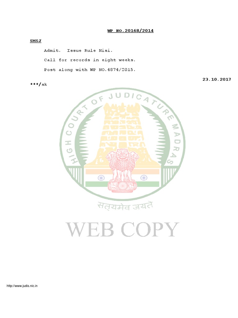 Supreme Court Ruling on WP No. 20168/2014 | PDF