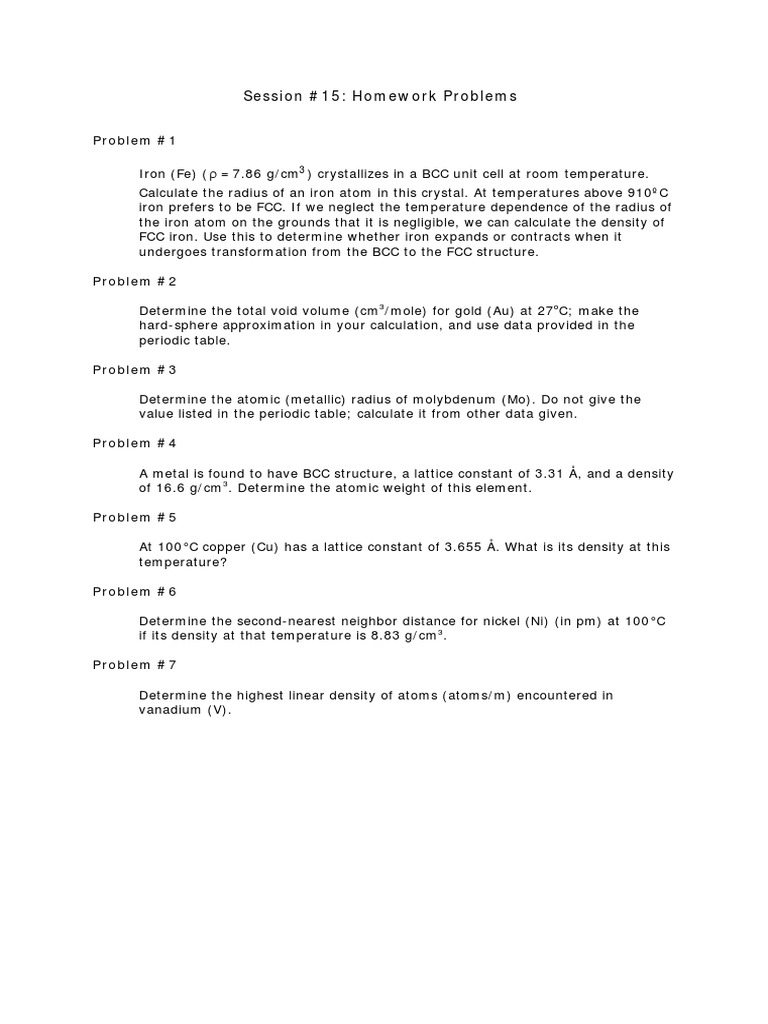 Solid State Chemistry Homework Problems | PDF | Technology & Engineering