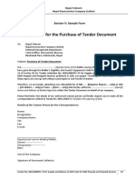 Application For The Purchase of Tender Document: Section V: Sample Form