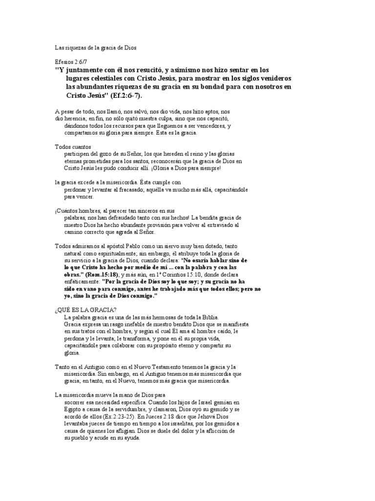 Riquezas de la Gracia de Dios | PDF | Gracia en el cristianismo ...