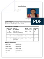 Internship Resume: MP City Near BSNL Main Road Adityapur Pin-832109