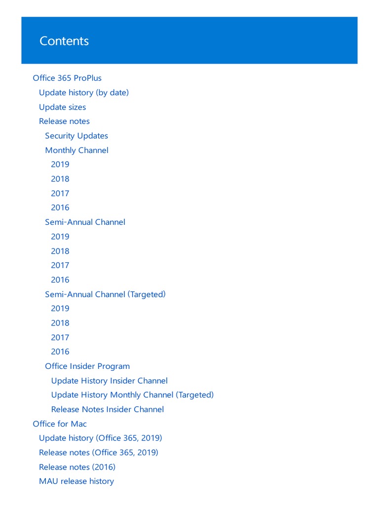 Office 365 2019 updates