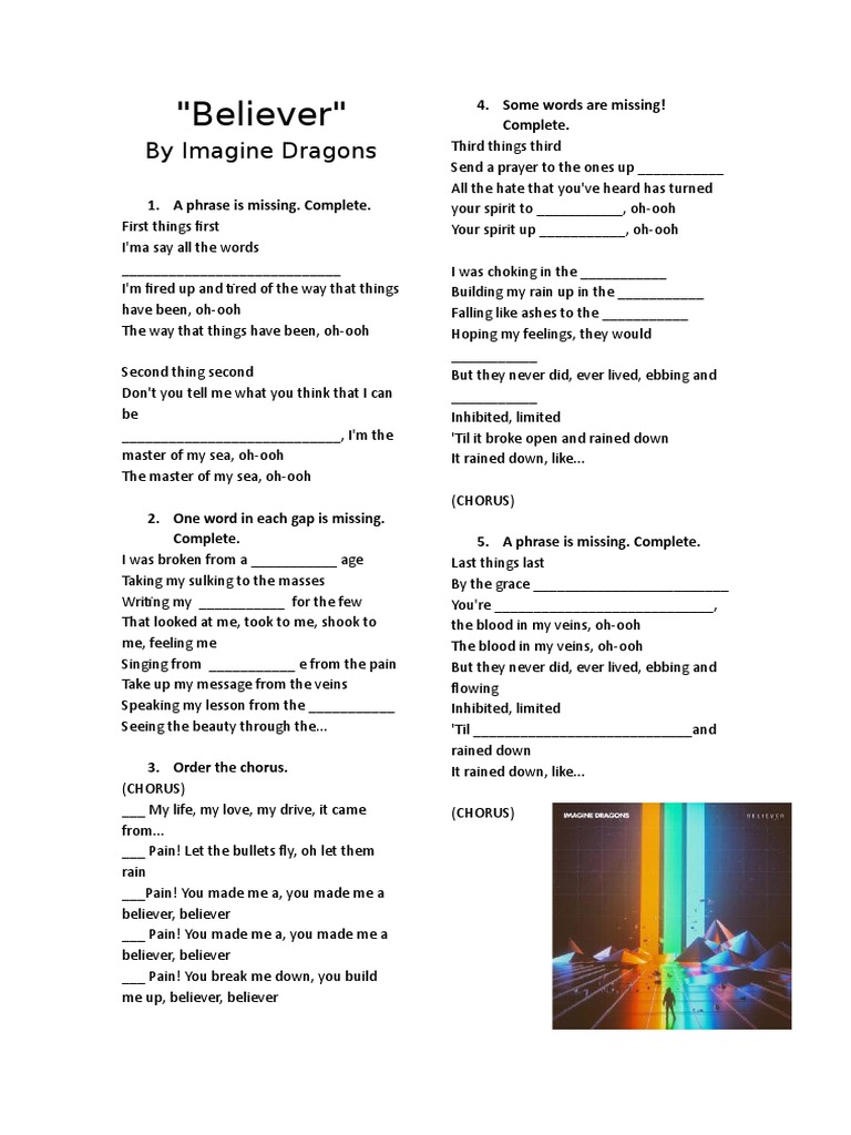 Believer Imagine Dragons 1 | PDF | Leisure