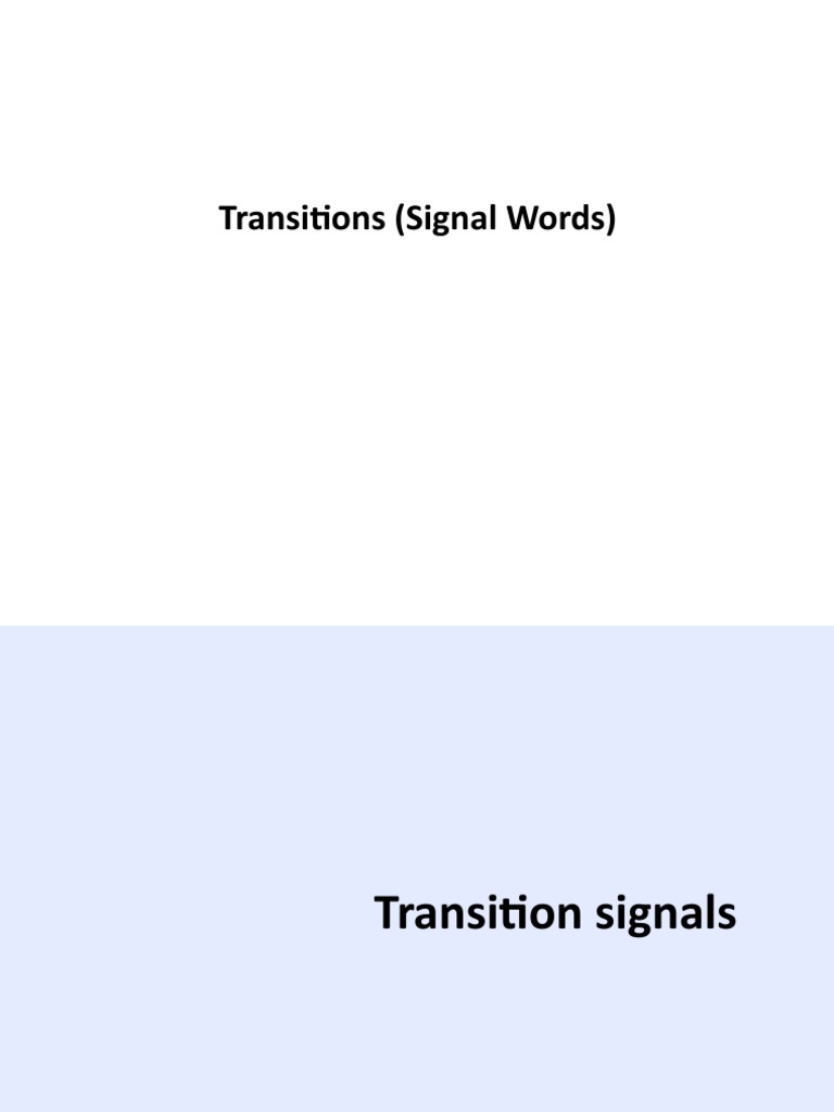 Understanding Transition Signals | PDF | Linguistic Morphology ...