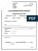 Al Hussan International School chemistry exam key