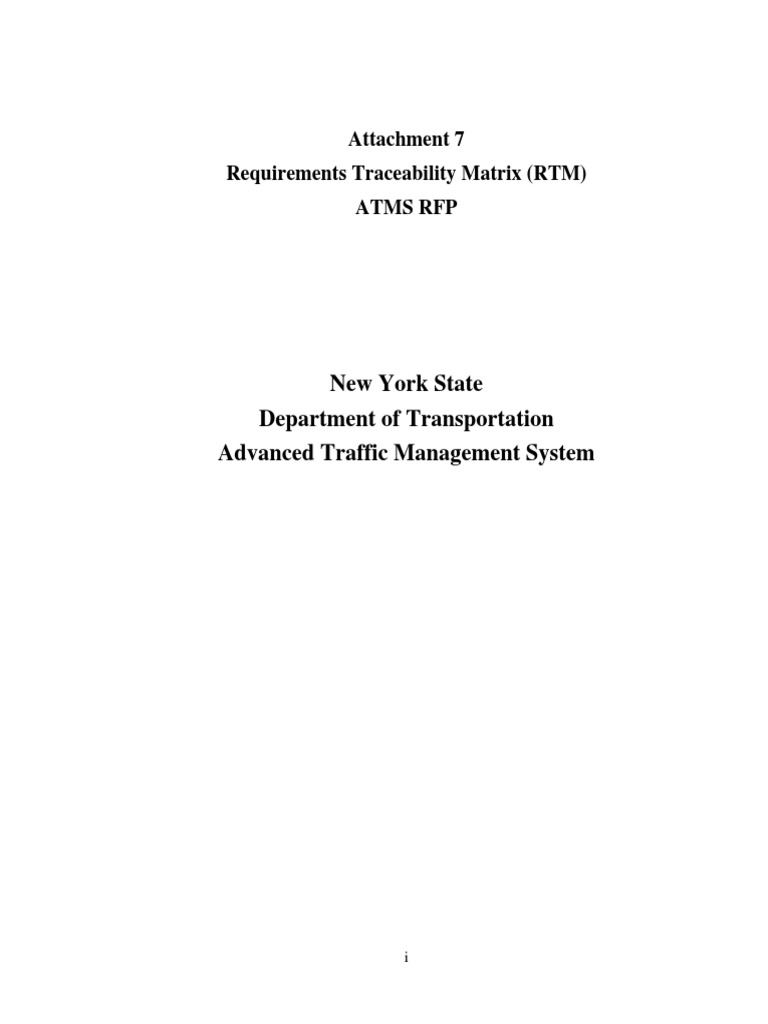 NYSDOT ATMS RFP Requirements Matrix | PDF | Data Model | Databases