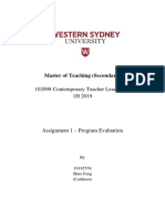 Shuo Feng Assignment 1 Program Evaluation