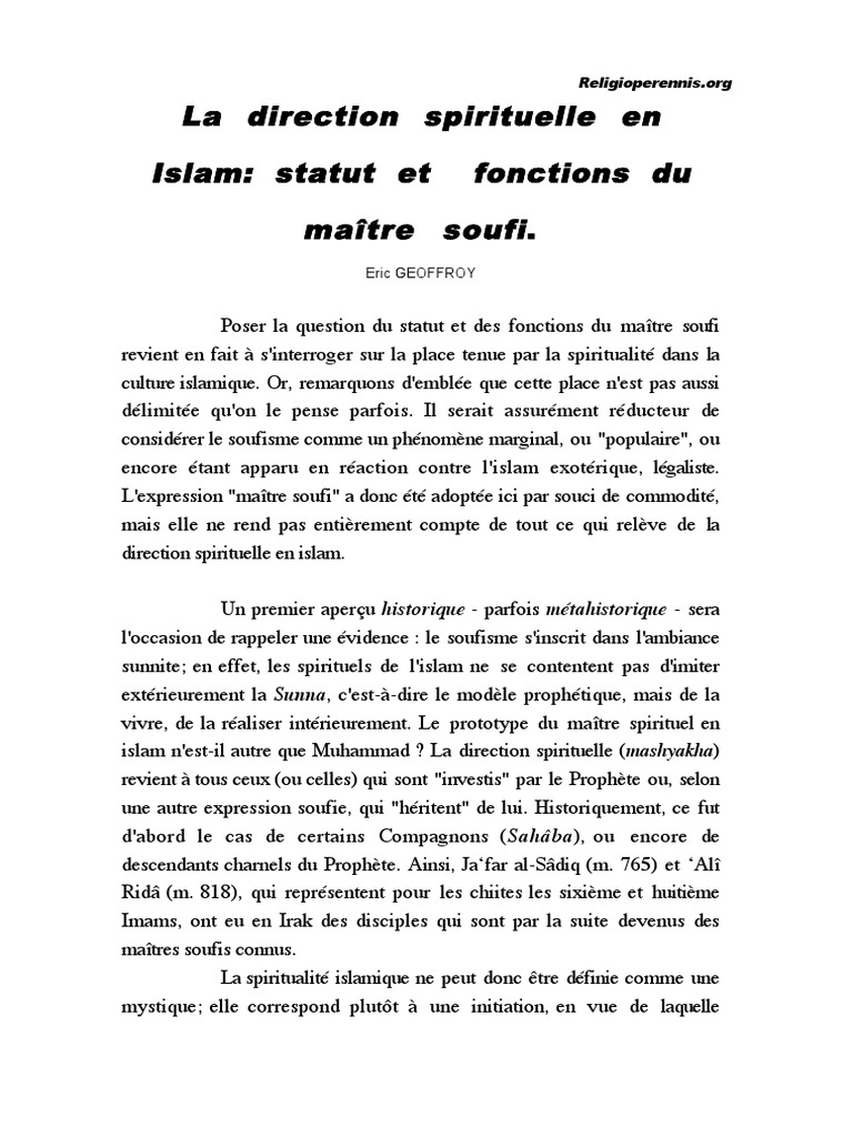 Eric Geoffroy - Direction Spirituelle en Islam | PDF | Soufisme ...
