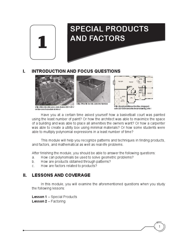 Special Products and Factoring Module | PDF | Factorization | Genetics