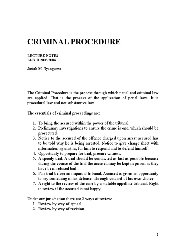 Criminal Procedure Llb 2 Lectures Pdf Arrest Magistrate