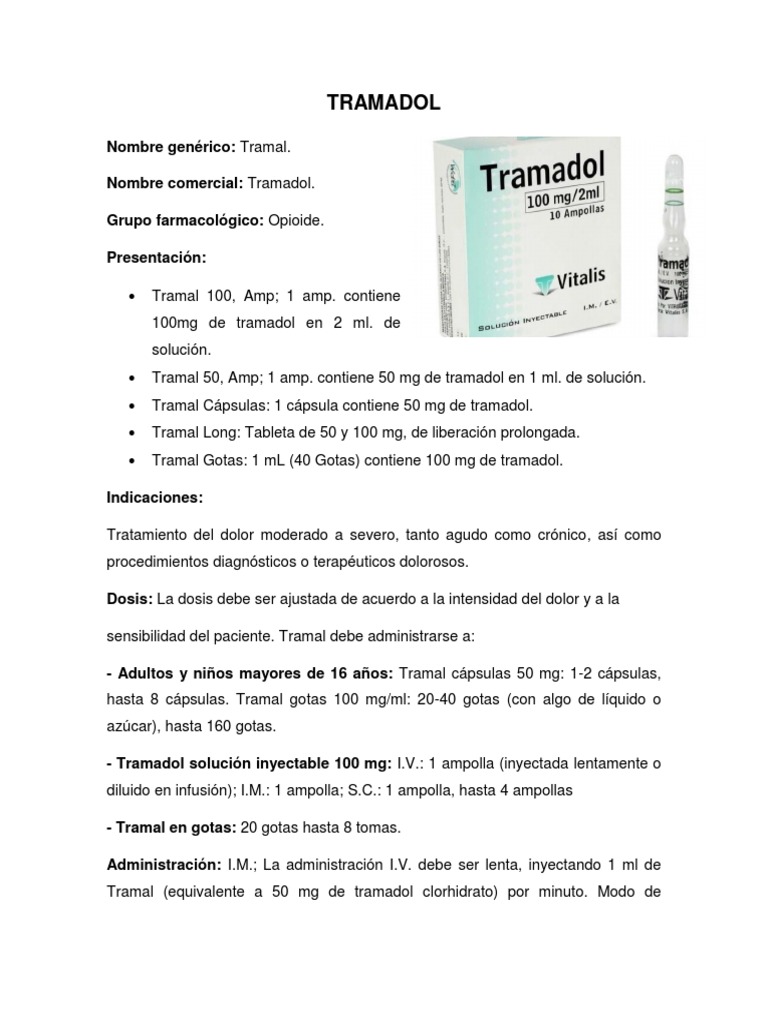 Tramadol gotas o capsulas