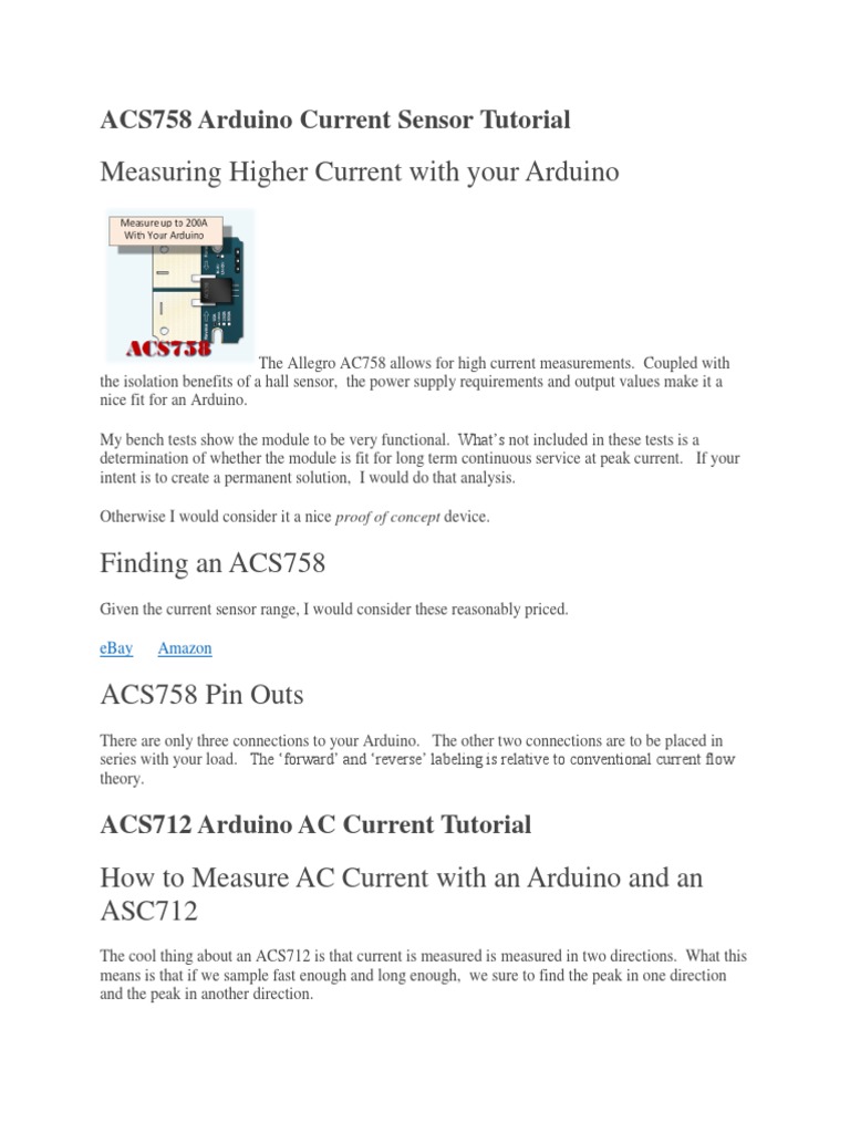 ACS758 Arduino Current Sensor Tutorial PDF Root Mean Square Amplitude