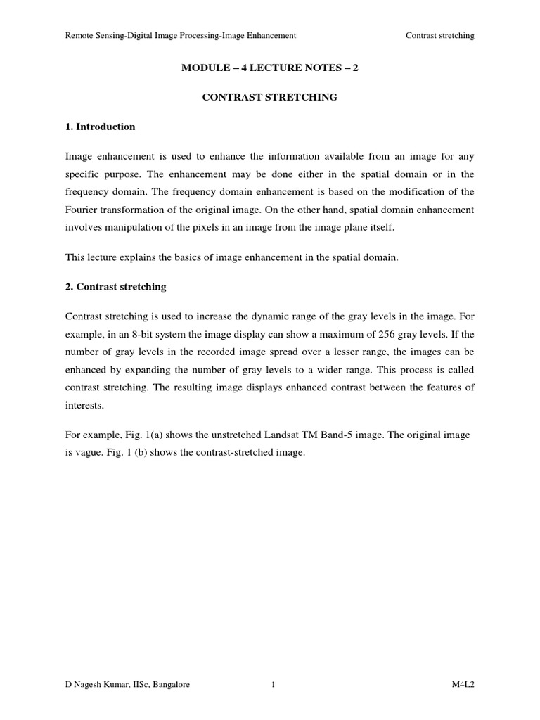 Module 4 Lecture Notes 2 Remote Sensing Digital Image Processing