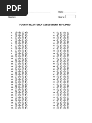 Bubble Answer Sheet FILIPINO