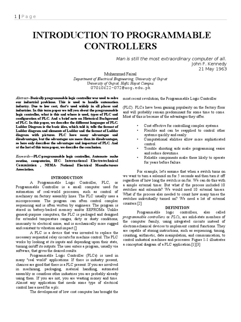 Introduction To Programmable Controllers | PDF | Programmable Logic ...