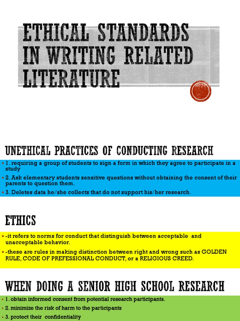 ethical standards in writing literature review ppt