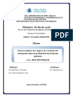 Essai D'analyse de L'apport de L'activité Des Entreprises Dans La Production Des Boissons Gazeuses