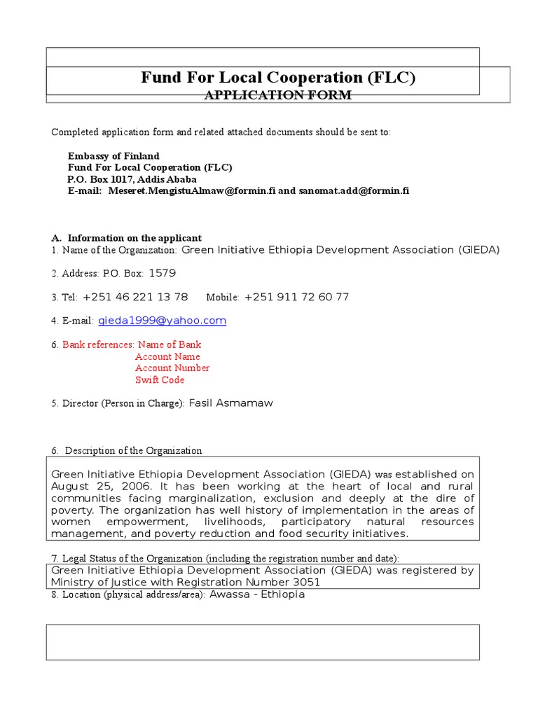 FLC Application: GIEDA Project Proposal | PDF | Project Management ...