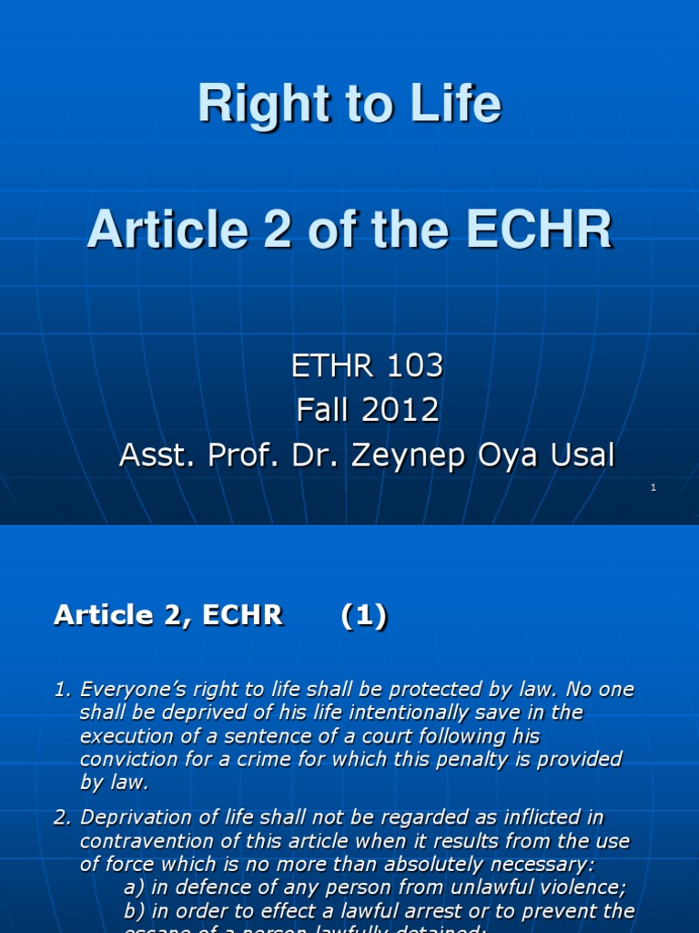 Understanding Article 2 ECHR: Right to Life | PDF | Burden Of Proof ...