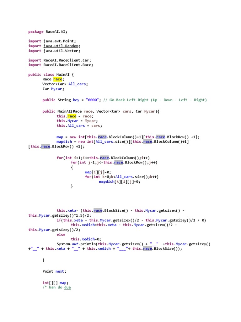 Java AI Racing Car Control Code | PDF | Teaching Methods & Materials