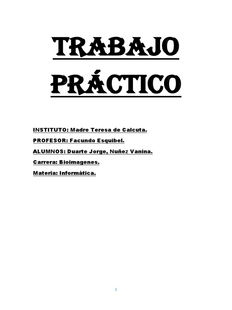 Trabajo Práctico de Informática: Hardware y Software | PDF ...