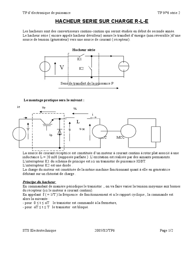 Hacheur Série : Fonctionnement et Étude | PDF | Courant continu haute ...