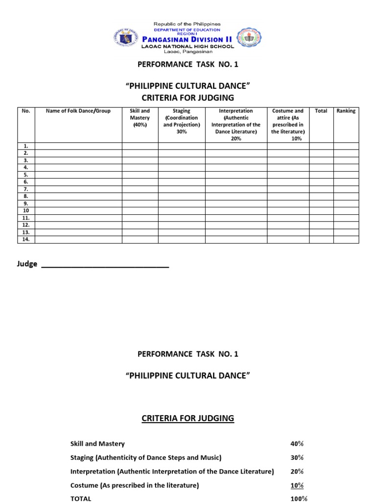 Criteria Pe 3 Performance Task Pdf Dances Leisure