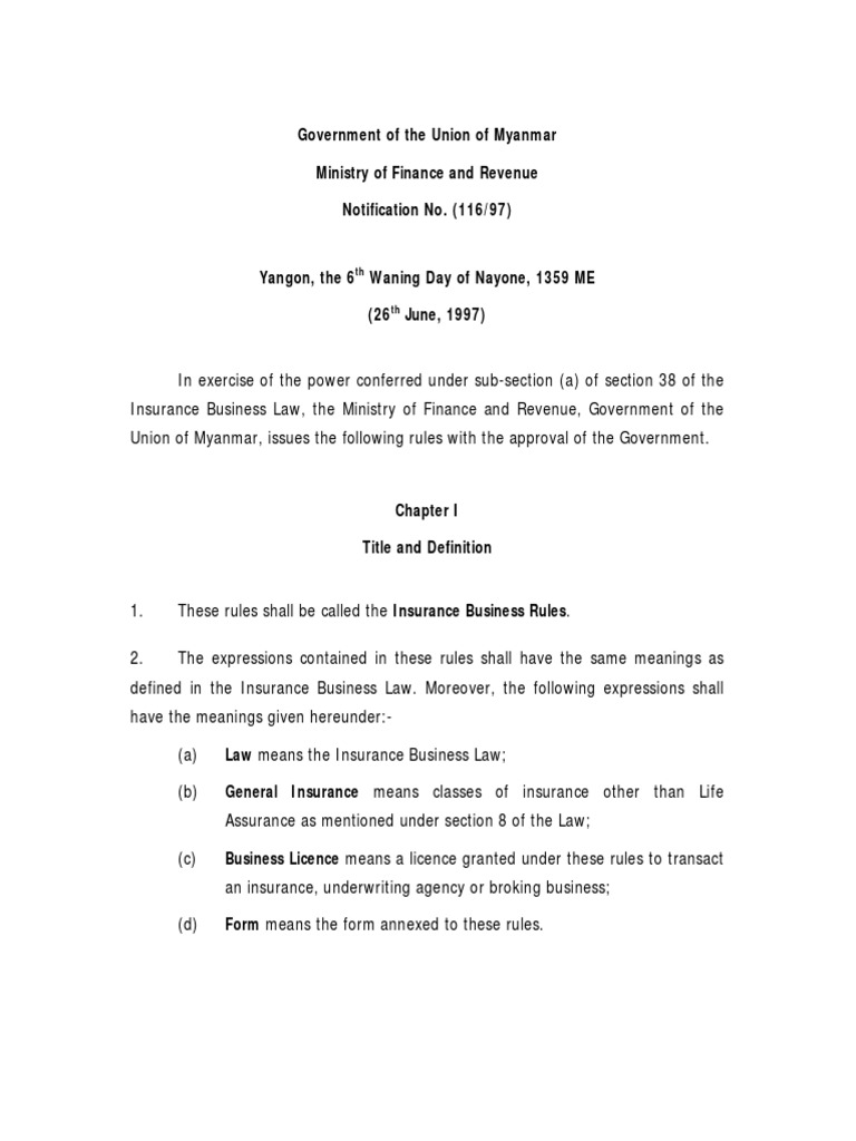 Insurance Business Law 116 97 Life Insurance Underwriting