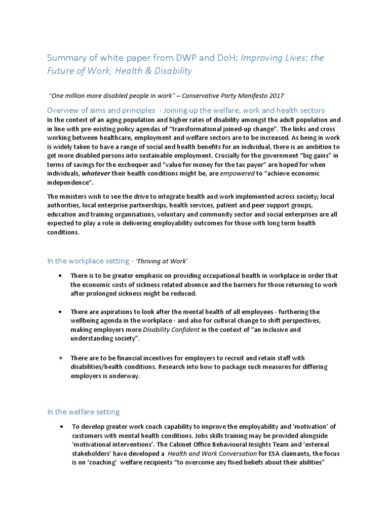 Summary of HMG White Paper Final Draft | PDF | Health Care | Employment