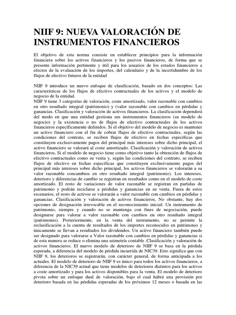 NIIF 9 Resumen | PDF | normas internacionales de INFORMACION FINANCIERA ...
