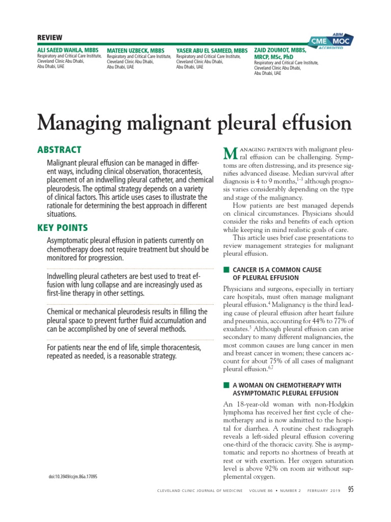 Managing Malignant Pleural Effusion | PDF | Cancer | Pulmonology