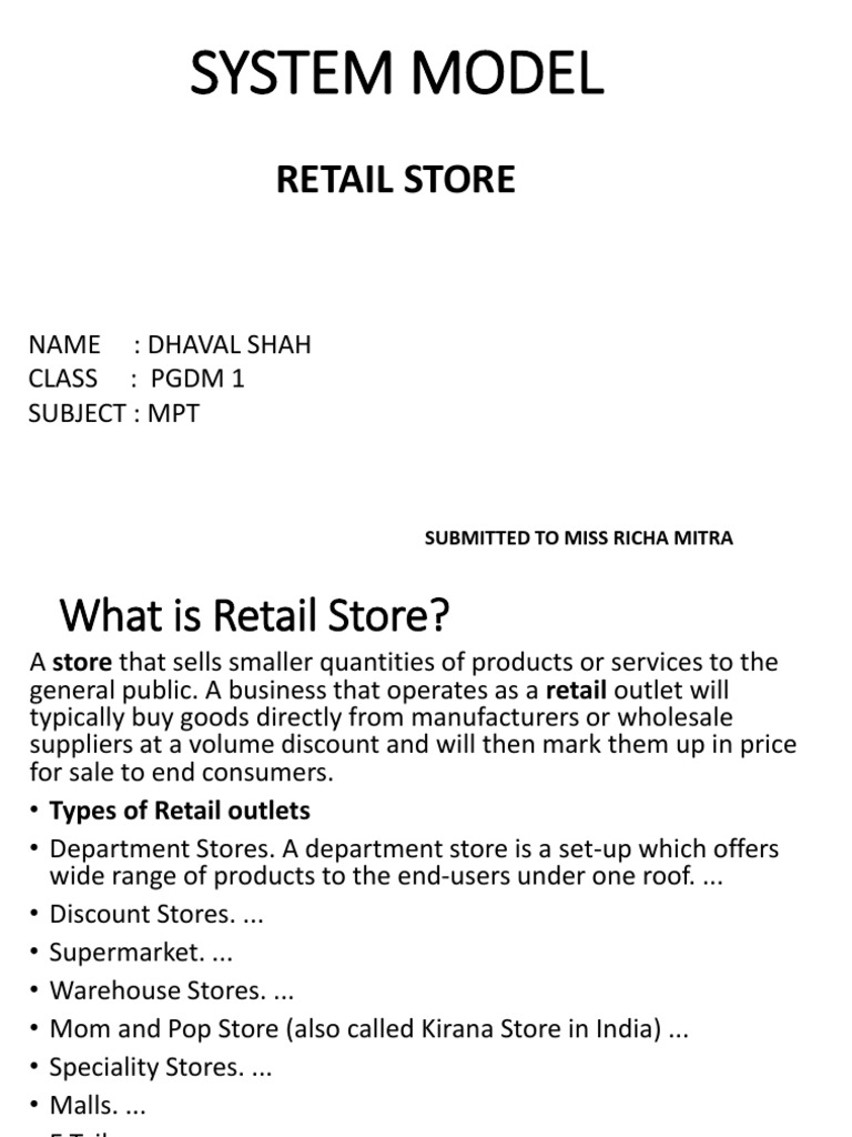 Systme Model Retail Store PDF Retail Inventory