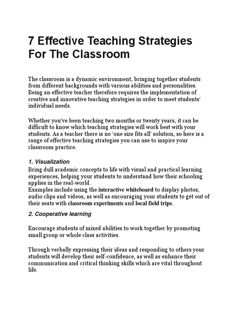 teachers teaching strategies thesis