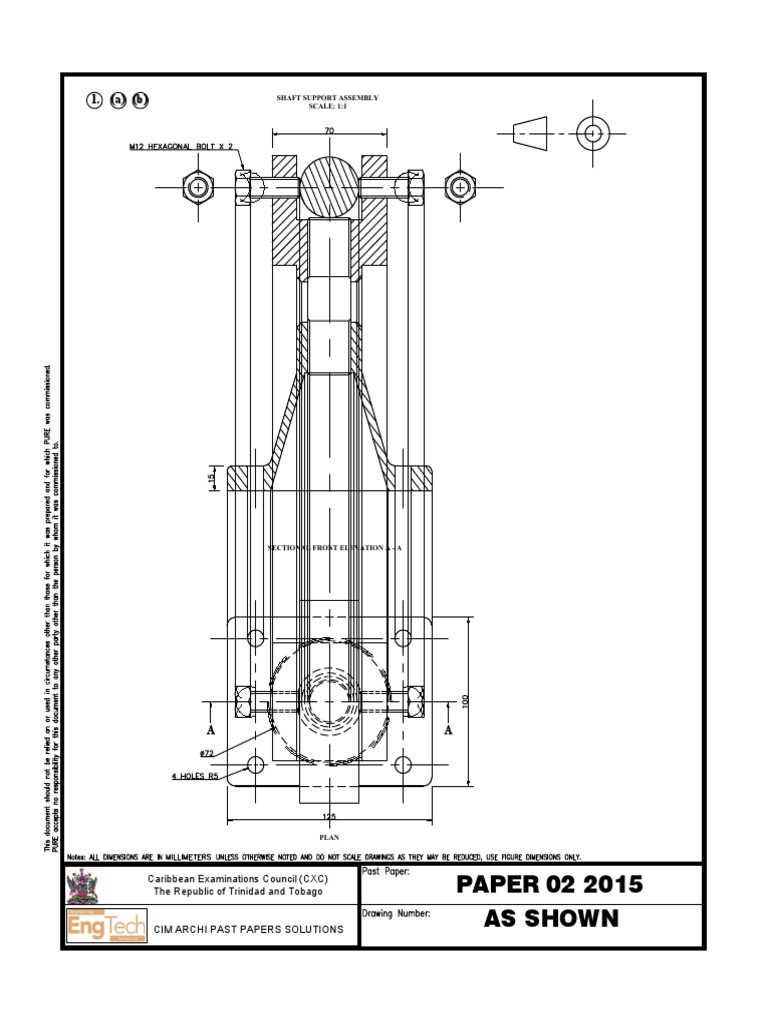 CSEC Technical Drawing (Option B Mechanical Drawing) Past Paper