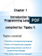 Introduction To Programmin Lanuages