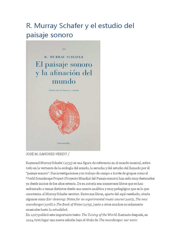 R. Murray Schafer y El Estudio Del Paisaje | PDF | Sonido | Paisaje