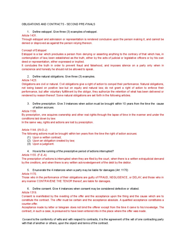 Obliconquestions PDF Laches (Equity) Estoppel