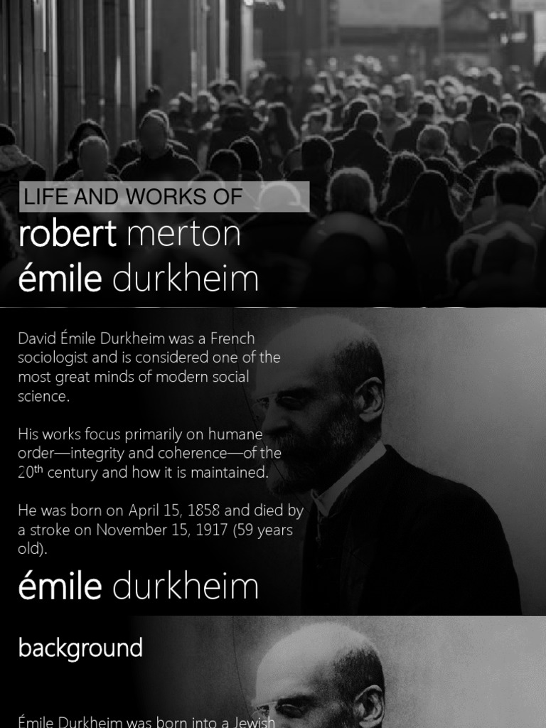 Sociology Pioneers: Durkheim & Merton | PDF | Émile Durkheim | Sociology