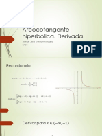 Arcocotangente Hiperbólica. Derivada.